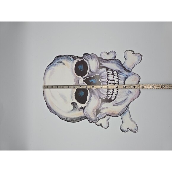 Halloween Vintage Die Cut Decoration Skull Cross Bones Decor One-Sided Cardboard - Picture 4 of 6